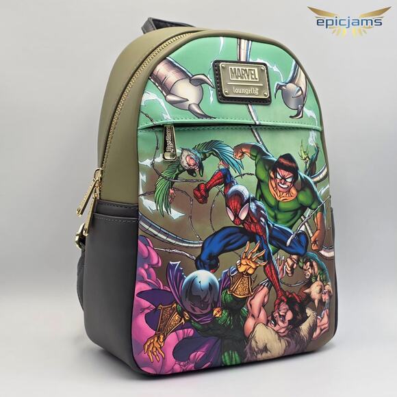 Loungefly Marvel Spider-Man Villains Sinister 6 Green Mini Backpack Bag New - Picture 3 of 7